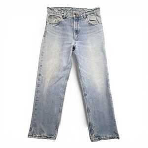 VTG Carhartt Plaid Flannel Lined Jeans Mens 32x28 Light Wash Straight Leg